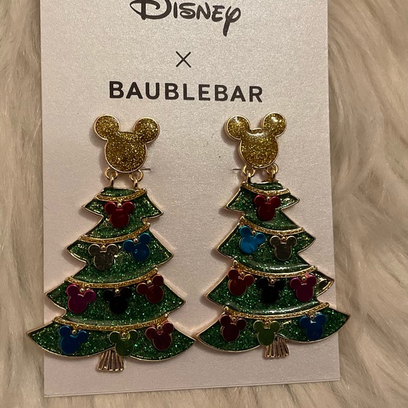 Disney x Baublebar Mickey Mouse Christmas Tree Earrings - New on Card - Picture 3 of 6